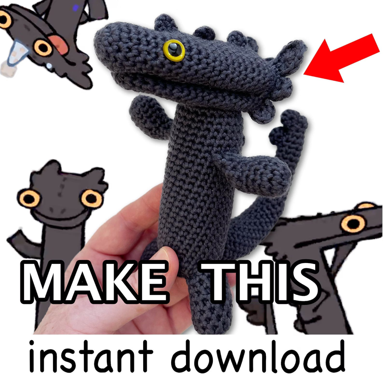 Dancing Dragon Meme Crochet Amigurumi Pattern (PDF Download)